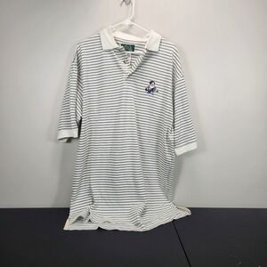 Disney Golf Collection Men Large Grumpy Snow White Striped Polo Shirt White Blue